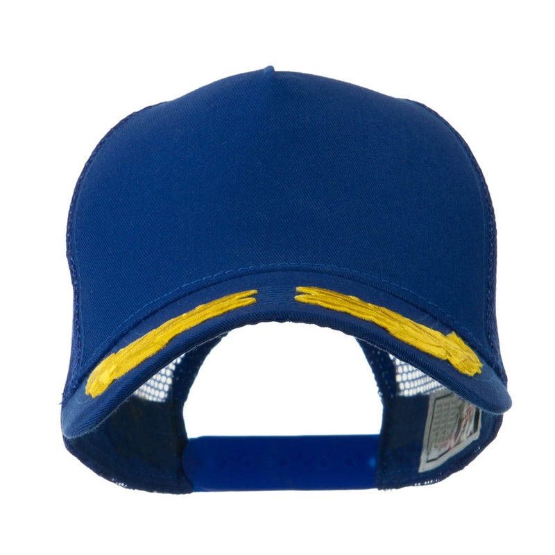 5 Panel Mesh Back Gold Oak Leaves Patch Cap Royal One Size