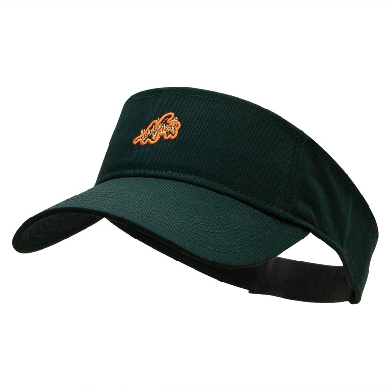 Abstract Foliage Embroidered Cotton Twill Sun Visor Dk Green One Size