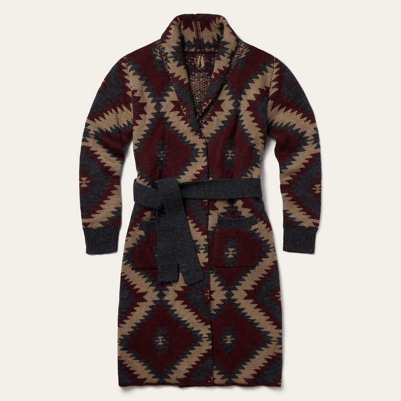 Aztec Duster Sweater Wine XS