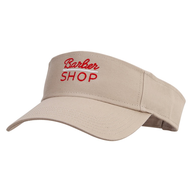 Barber Shop Embroidered Cotton Twill Sun Visor Khaki One Size