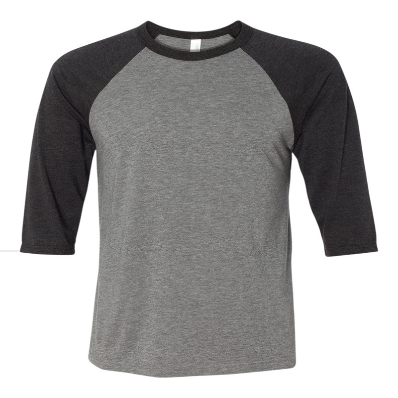 BELLA+CANVAS 3200T Toddler Three-Quarter Sleeve Baseball Tee Grey/ Charcoal Black Triblend 2T