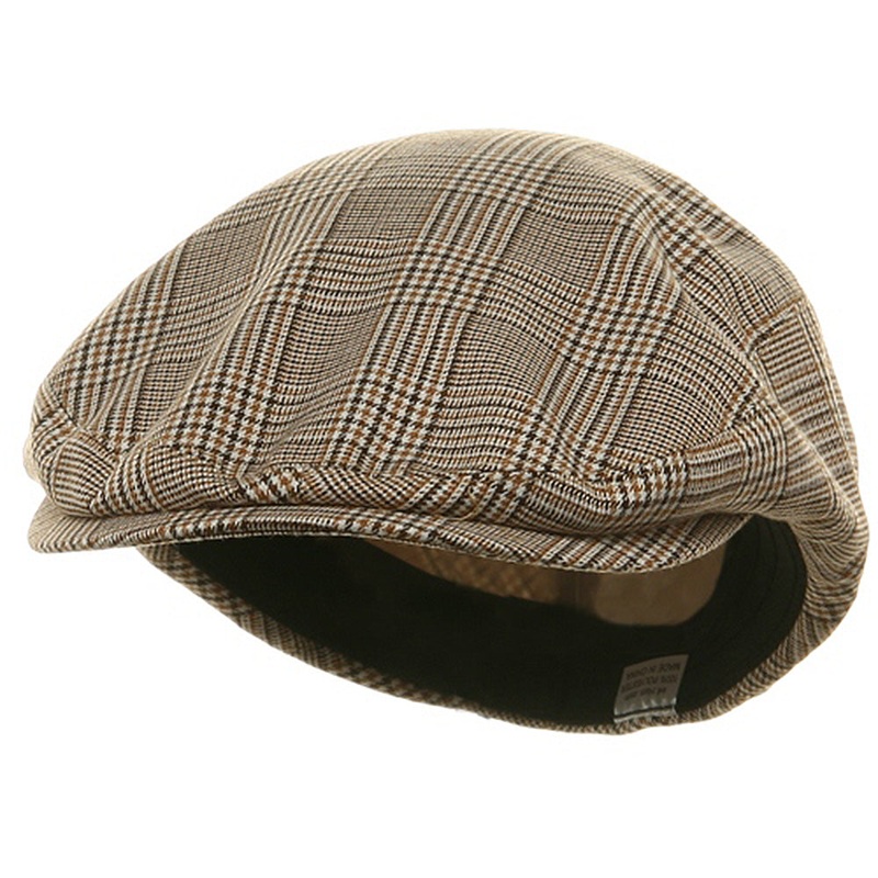 Big Size Elastic Plaid Fashion Ivy Cap Beige XL-3XL