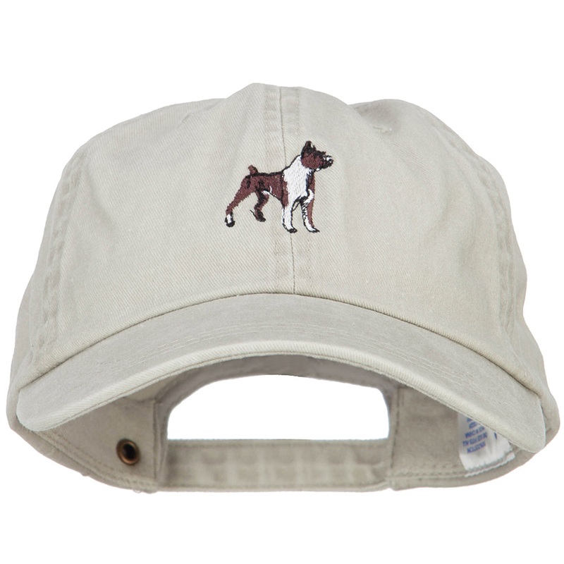 Boxer Dog Embroidered Washed Cotton Twill Cap Stone One Size