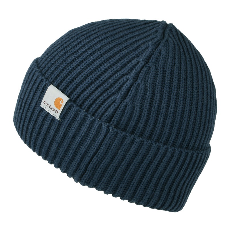 Carhartt WIP Hats Burbank Organic Cotton Fisherman Beanie Hat – Navy Blue 1-Size