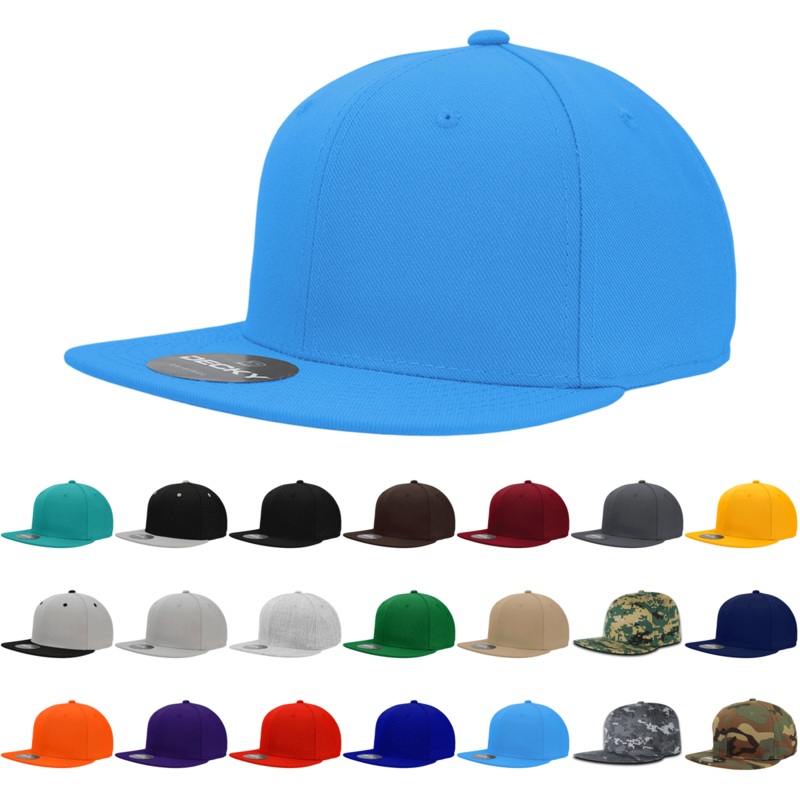 Decky RP1 – Fitted Flat Bill Hat, Retro Fitted Cap (Sizes: 7 3/8 – 7 3/4) Aqua 7 3/8