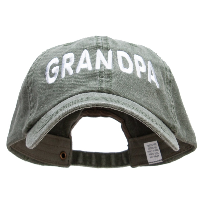 Grandpa Embroidered Big Size Washed Pigment Dyed Cap Olive XL-3XL