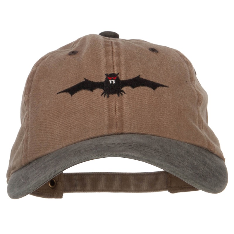 Halloween Bat Embroidered Unstructured Cotton Cap Khaki Black One Size