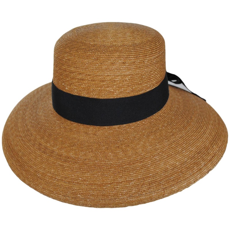 Holly Milan Straw Lampshade Sun Hat BLACK ONE SIZE FITS MOST