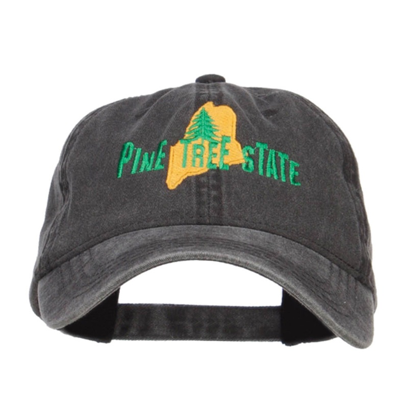 Maine Pine Tree State Embroidered Cap Black One Size