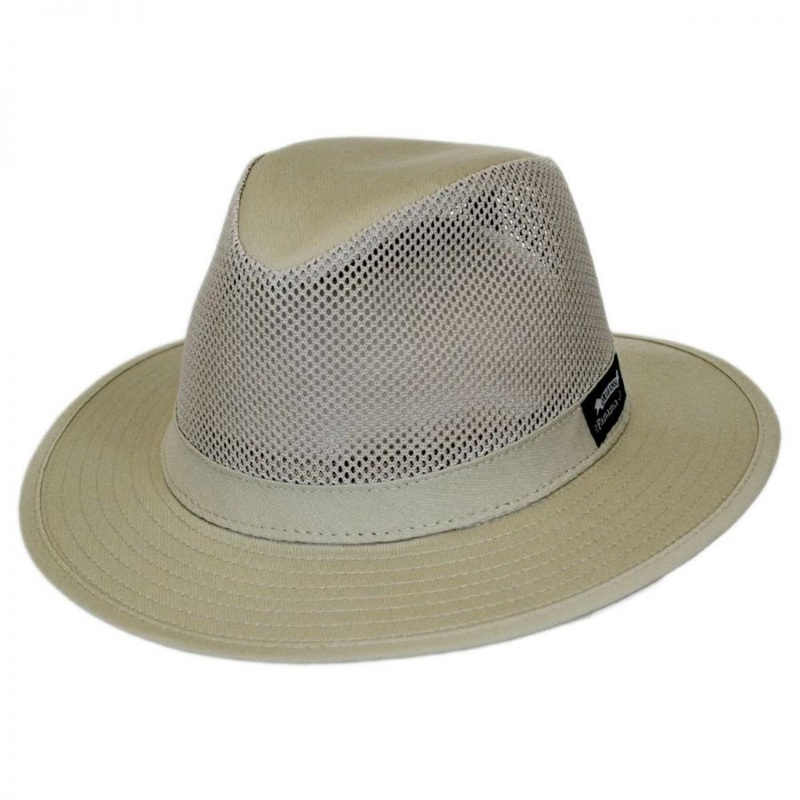 Mesh Crown Cotton Safari Fedora Hat KHAKI M