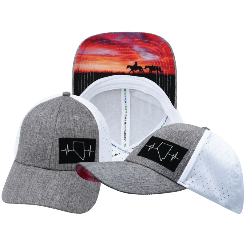 Nevada Hat – Low Profile – Ponytail – Heather Gray / White – Laser Mesh