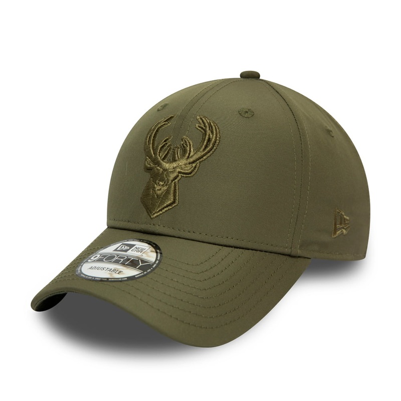 New Era 9FORTY Milwaukee Bucks Baseball Cap – NBA Tonal Nylon – Olive Adjustable