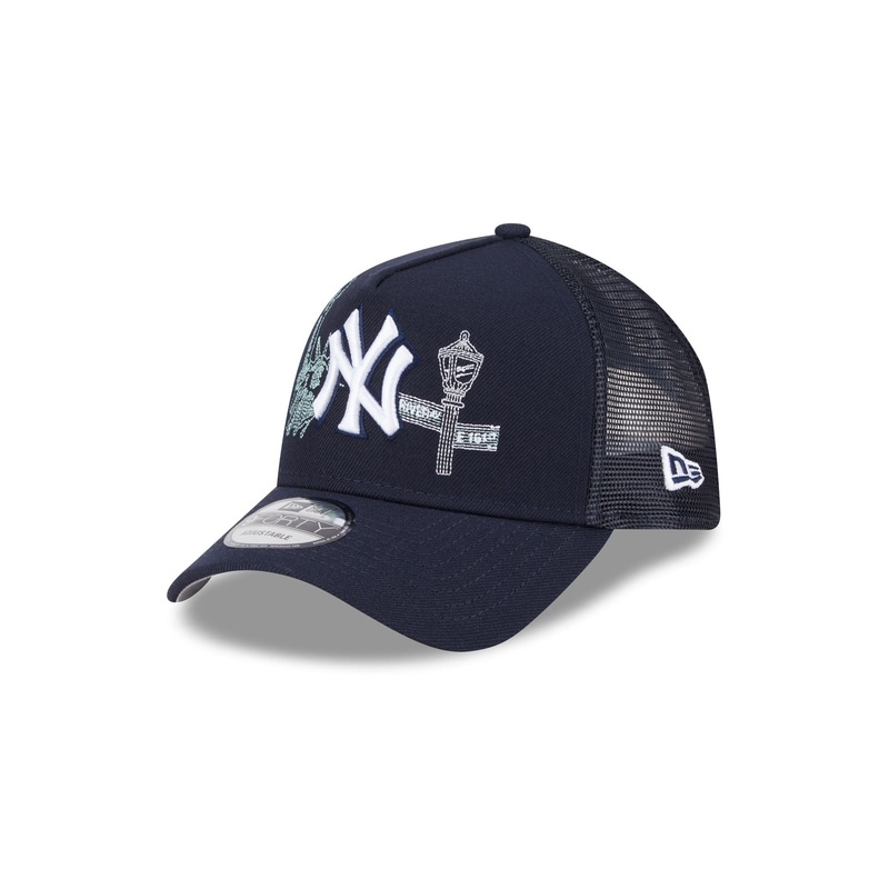 New York Yankees State Stitch 9FORTY A-Frame Trucker Hat One Size