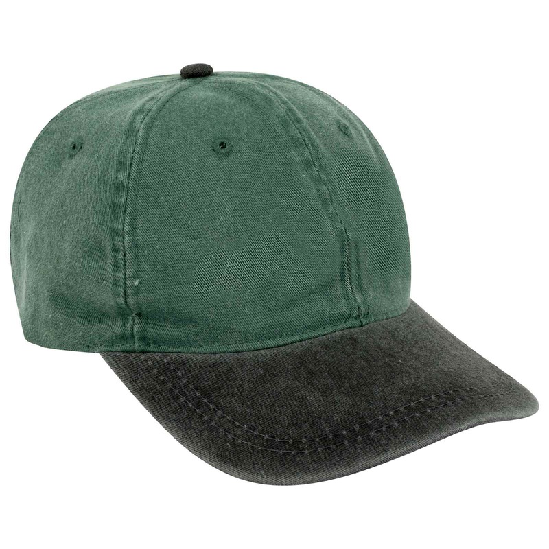 Otto Youth, Kids 6 Panel Low Profile Dad Hat, Garment Washed Pigment Dyed Cotton Cap – 64-219 Blk/Dk.Grn