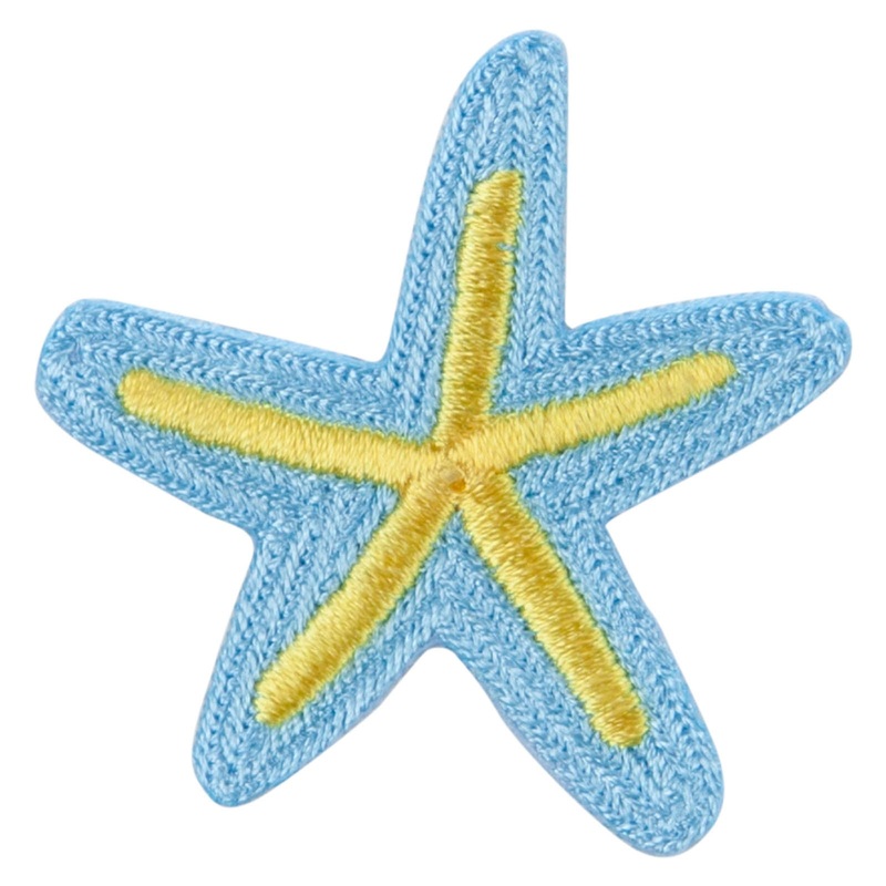 Pastel Starfish Embroidered Patch Blue Yellow One Size
