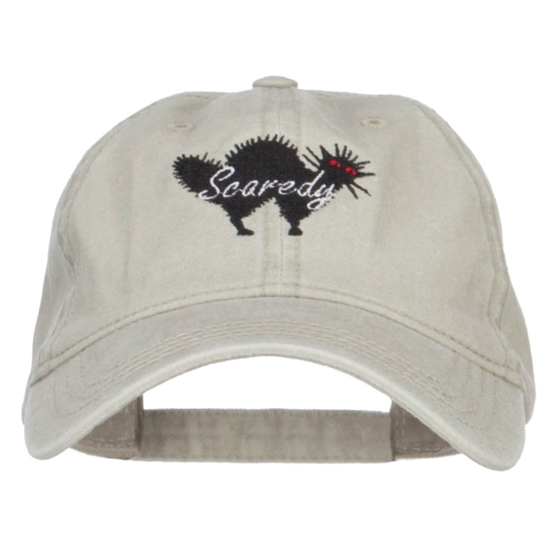 Scaredy Cat Embroidered Washed Cap Stone One Size