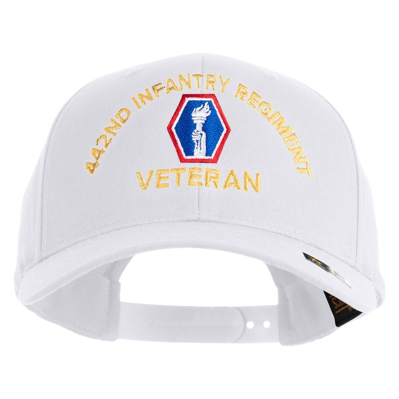 U.S. Army 442nd Infantry Regiment Embroidered Retro Cotton Blend Snapback Cap White One Size