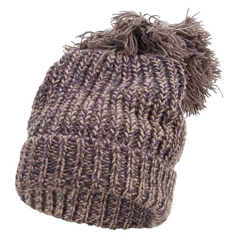 Women’s Pom Pom Cuff Beanie Dk Grey One Size