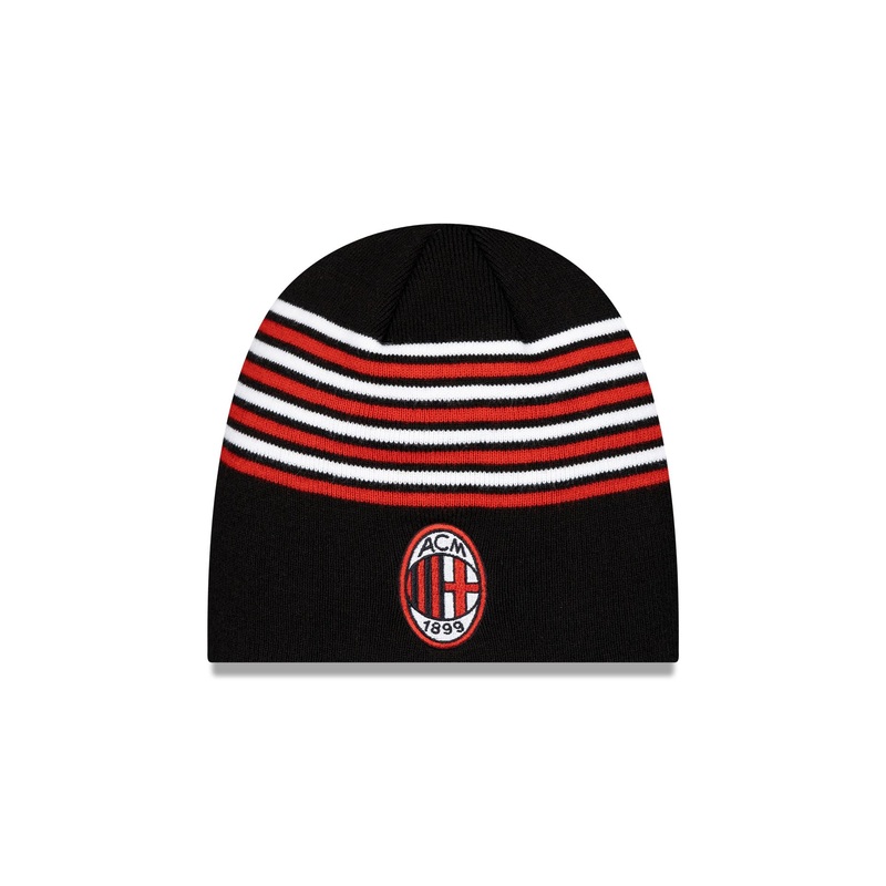 AC Milan Stripe Black Knit Beanie Hat One Size