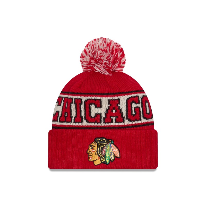 Chicago Blackhawks Retro Pom Knit Hat One Size