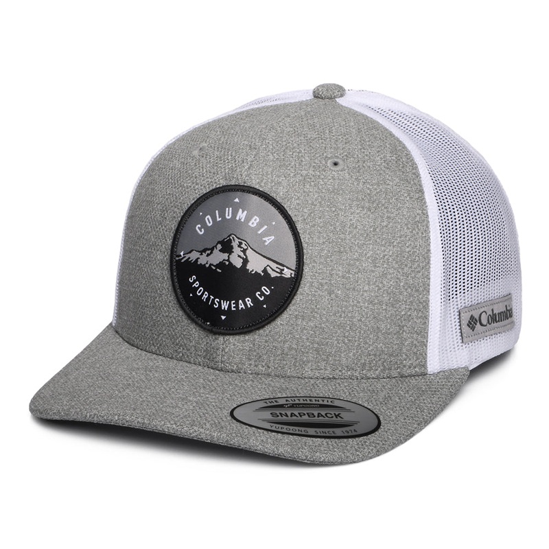 Columbia Hats Mount Hood Circle Mesh Trucker Cap – Heather Grey-White Adjustable