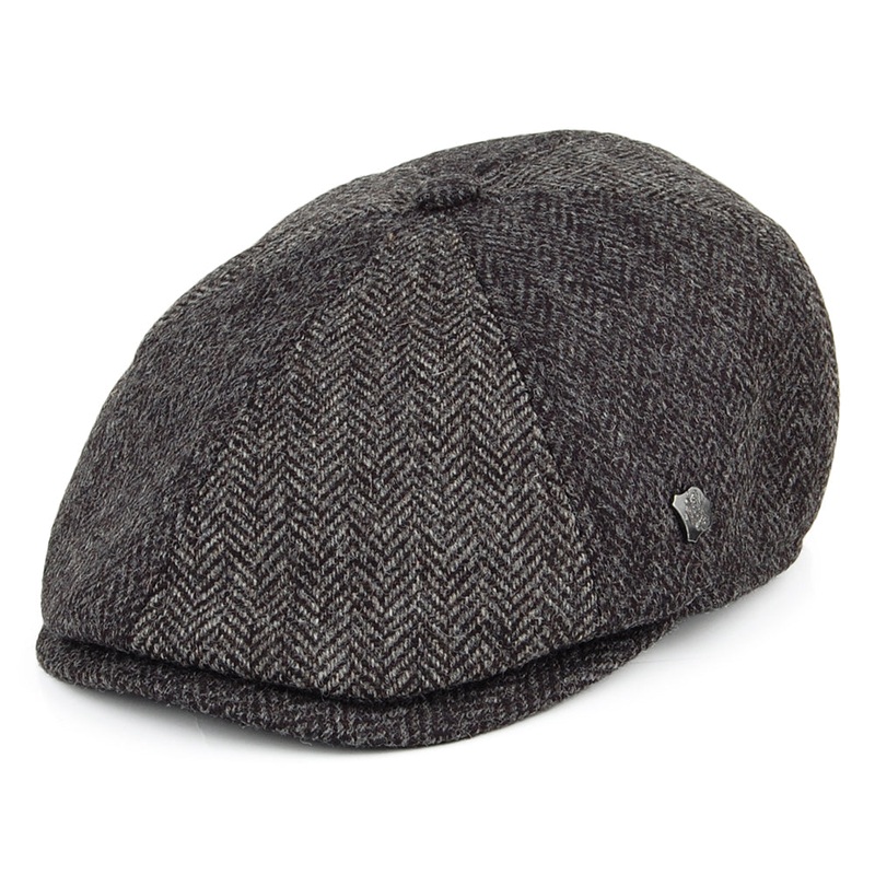 Failsworth Hats Hoxton 2-Tone Herringbone Wool Newsboy Cap – Grey-Charcoal 55