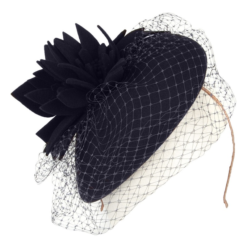 Failsworth Hats Miriam Pillbox Hat With Veil – Navy Blue 1-Size