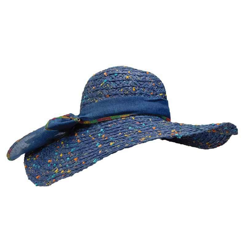 Fleck Design Straw Sun Hat Blue