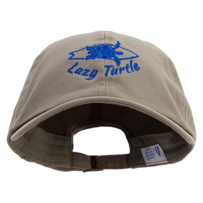 Lazy Turtle Surf Club Embroidered Normal Dyed Washed Caps Olive One Size