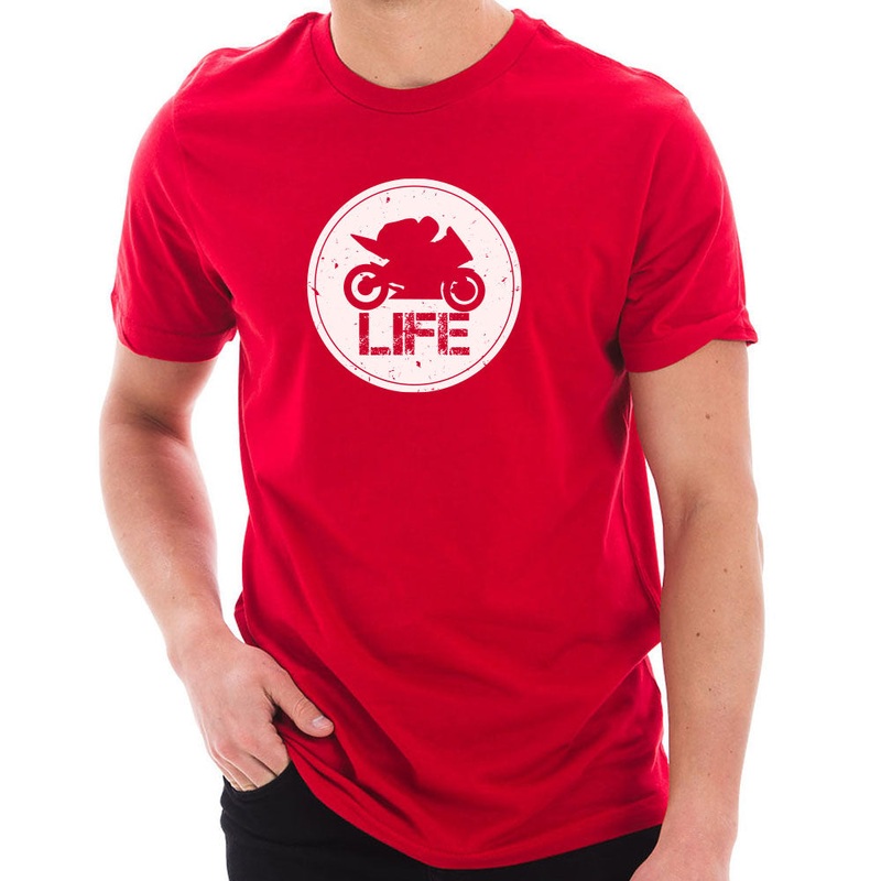 Motorbike Life Graphic Design Short Sleeve Cotton Jersey T-Shirt Red XS