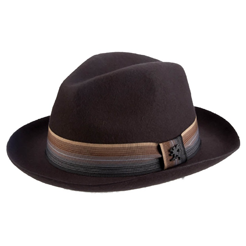 Navy Wool Felt Raw Edge Snap Brim Fedora – Stacy Adams Hats Navy X-Large (61 cm)