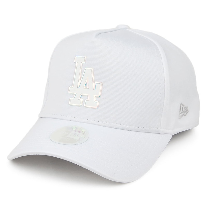 New Era Womens L.A. Dodgers A-Frame Baseball Cap – MLB Iridescent Logo – White Adjustable