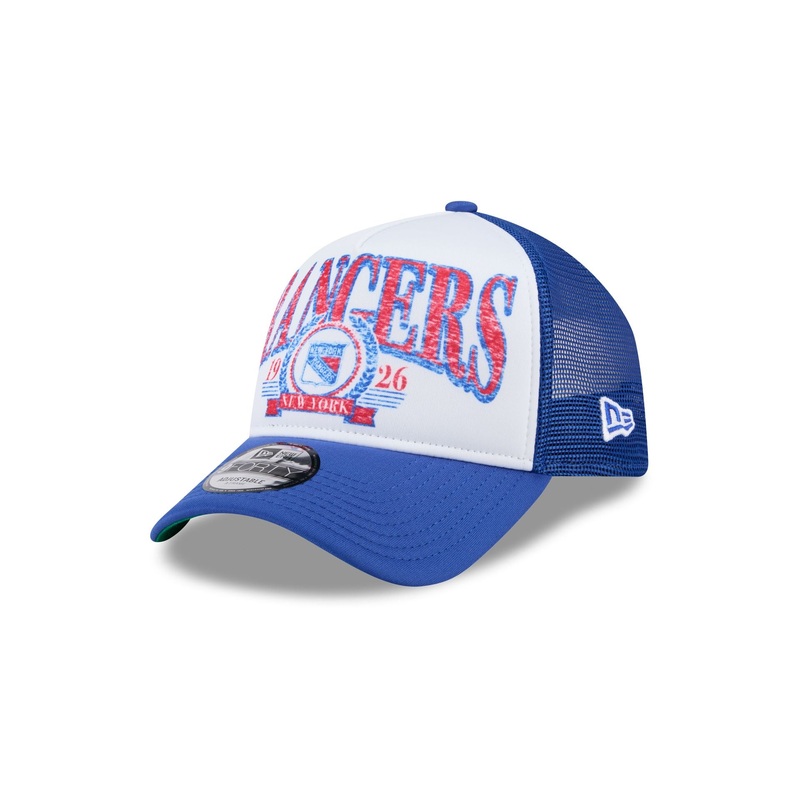 New York Rangers Distressed 9FORTY A-Frame Trucker Hat One Size