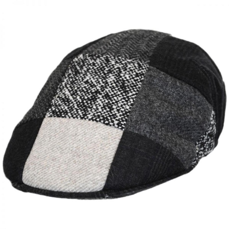Patchwork Wool Ascot Cap GREY/BLUE S