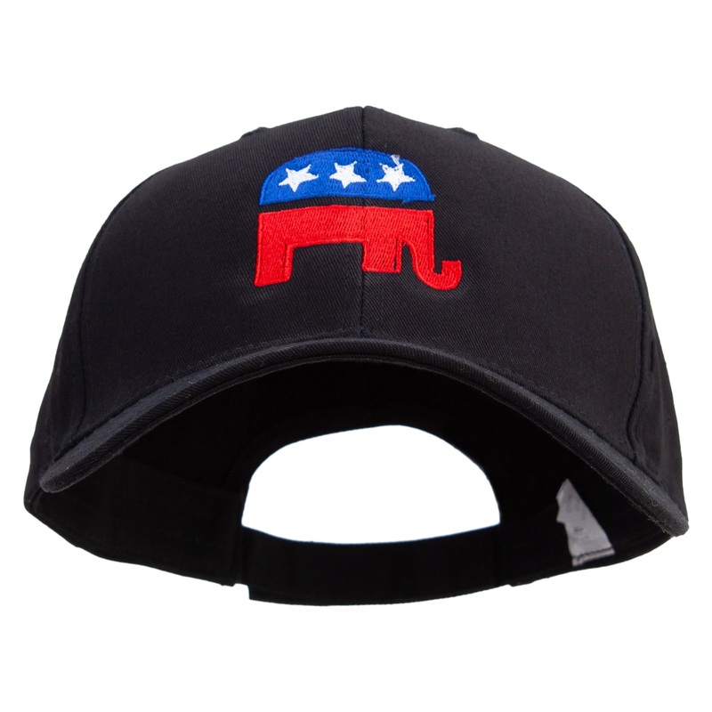 Republican Elephant USA Embroidered Big Size High Profile Twill Cap Black XL-3XL