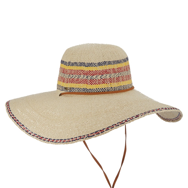 Scala Hats Eloisa Toyo Straw Wide Brim Sun Hat – Natural-Red 1-Size
