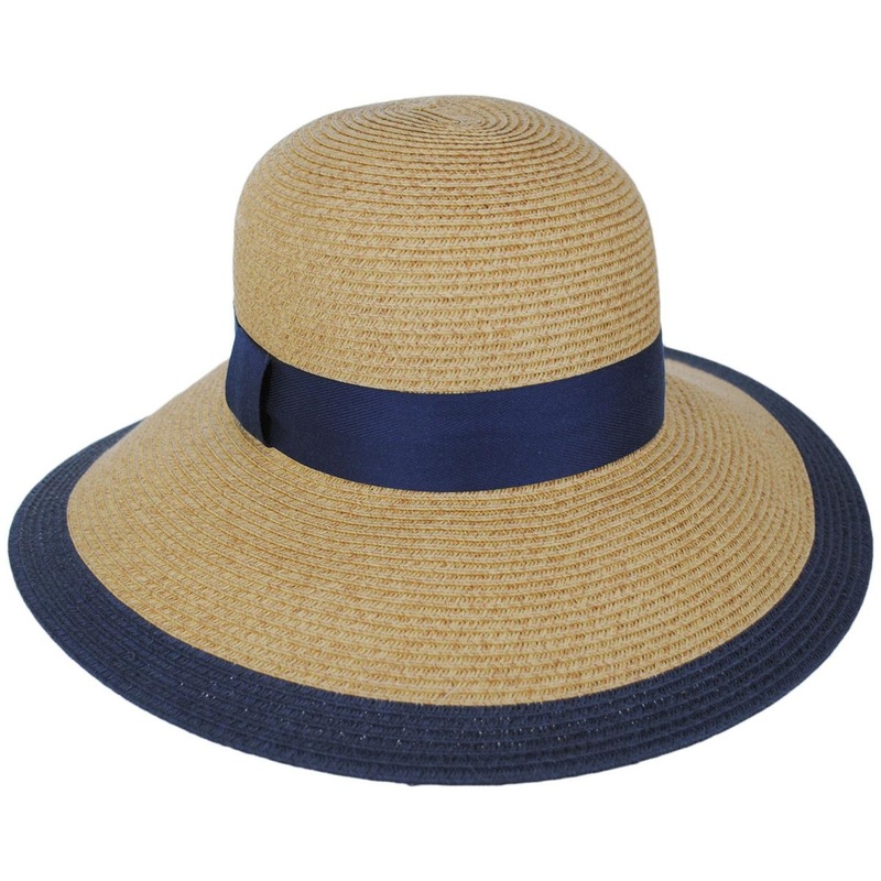 Two-Tone Twill Toyo Straw Dress Hat – Made to Order NATURAL/BLUE ONE SIZE FITS MOST