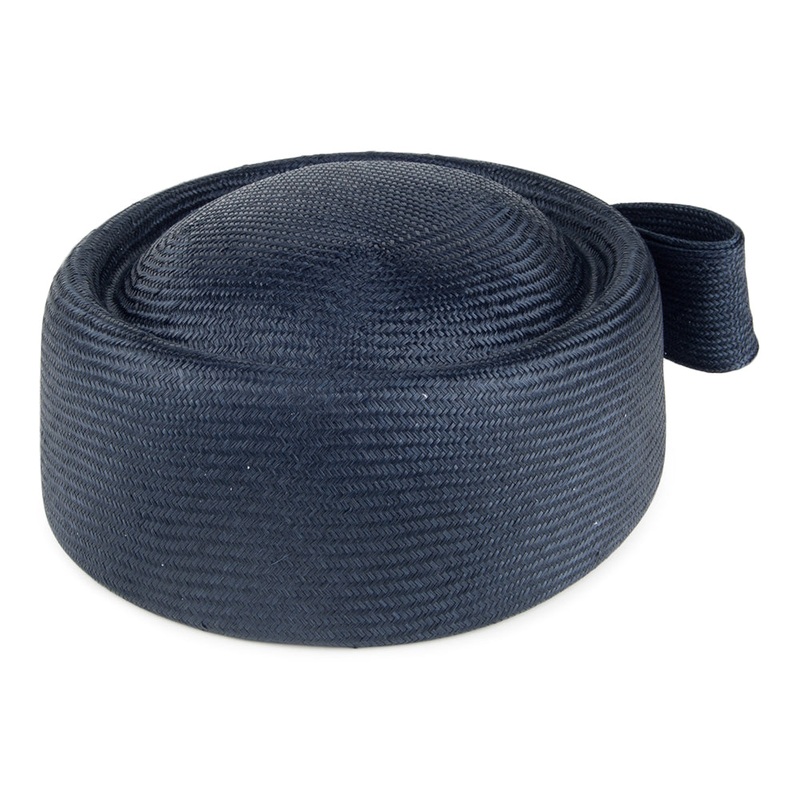 Whiteley Hats Jackie O Straw Pillbox Hat – Navy Blue 1-Size