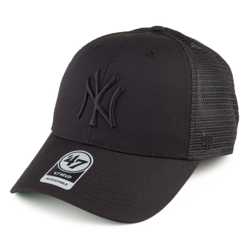 47 Brand New York Yankees Trucker Cap – MLB Branson MVP – Black On Black Adjustable