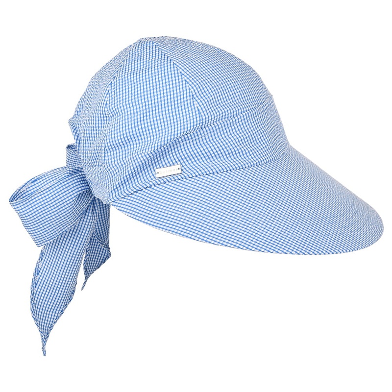 Betmar Hats Seersucker Face Framer – Blue-White 1-Size