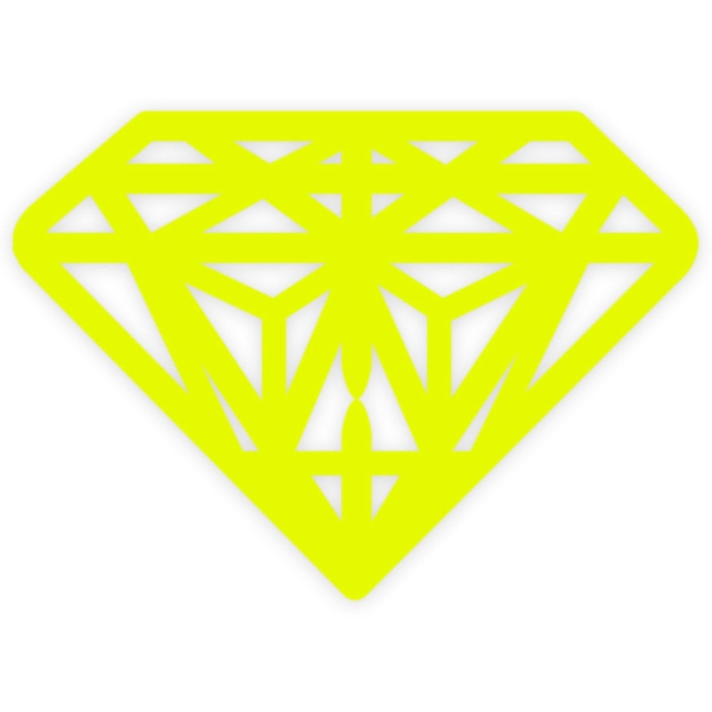 Big Diamond Outline Heat Transfers Sticker Neon Yellow One Size