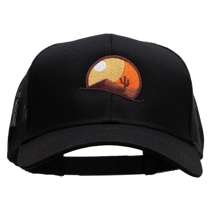 Desert Scenery Embroidered Solid Cotton Twill Mesh Prostyle Cap Black One Size