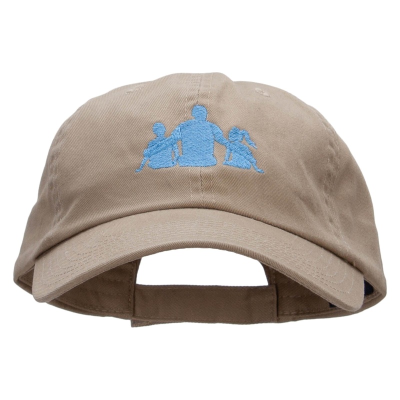 Happy Dad and Children Embroidered Low Profile Dyed Cotton Twill Cap Khaki One Size