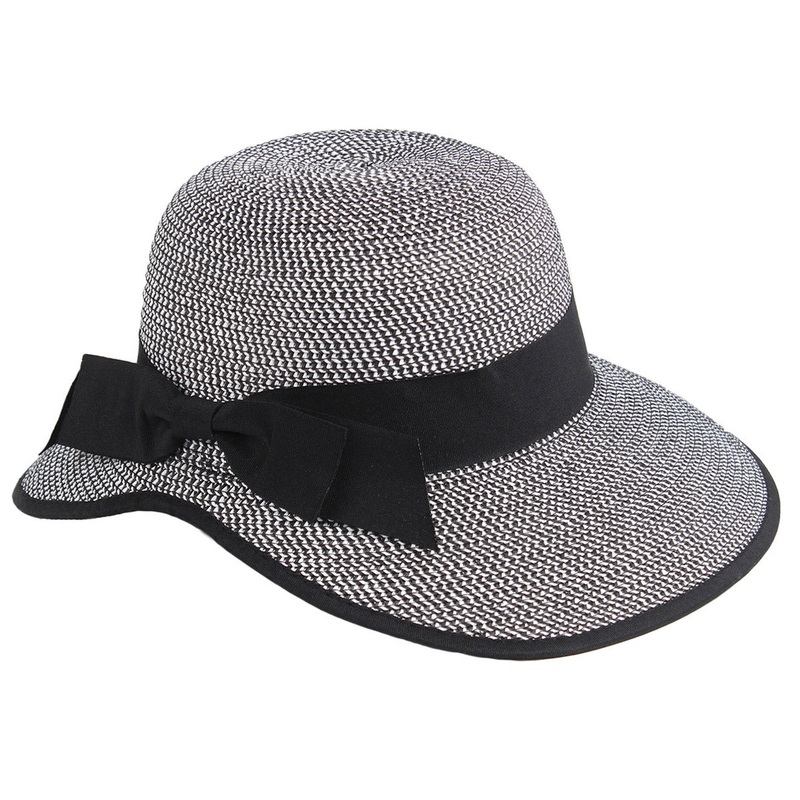 Heathered Straw Backless Sun Hat with Bow – Jeanne Simmons Black / White