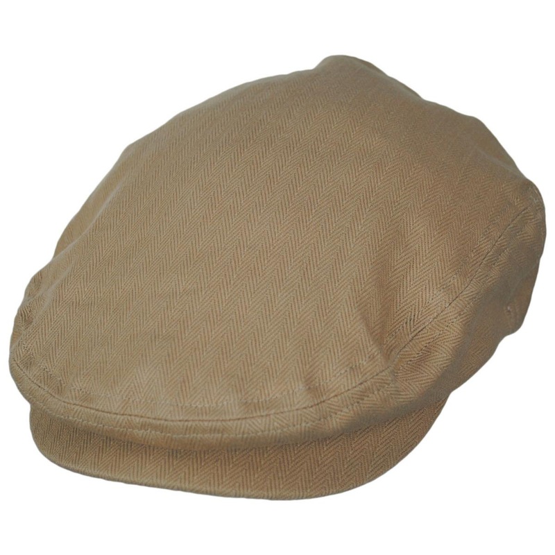 Hooligan Lightweight Cotton Herringbone Ivy Cap KHAKI/SAND HERRINGBONE S