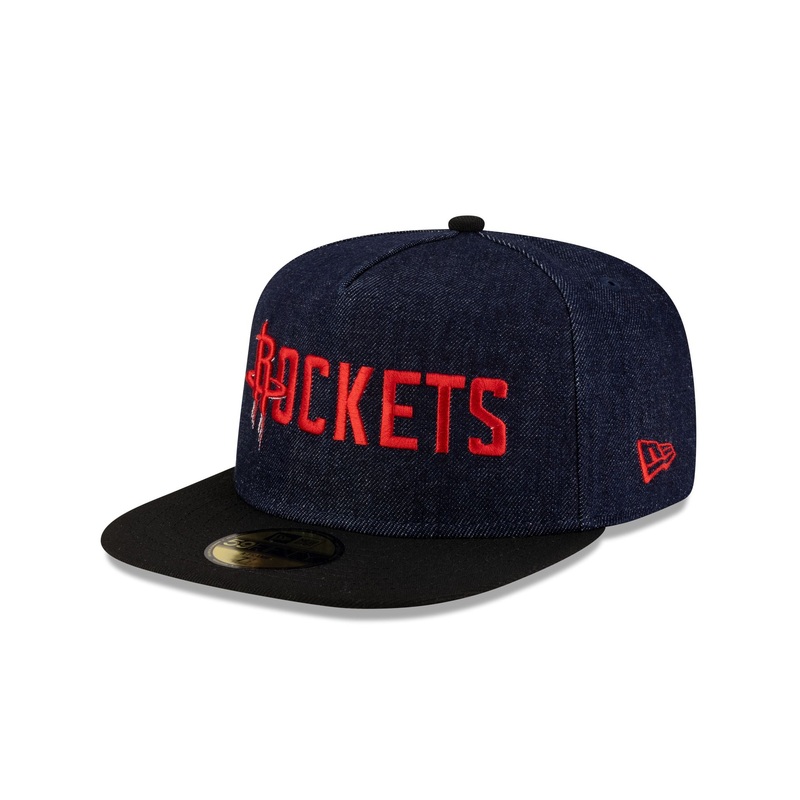 Houston Rockets Navy Denim 59FIFTY A-Frame Fitted Hat 7
