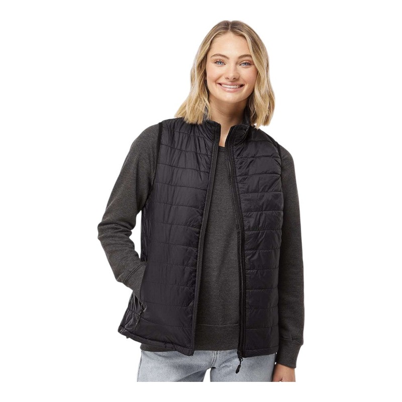 Independent Trading Co EXP220PFV Women’s Puffer Vest Black XS