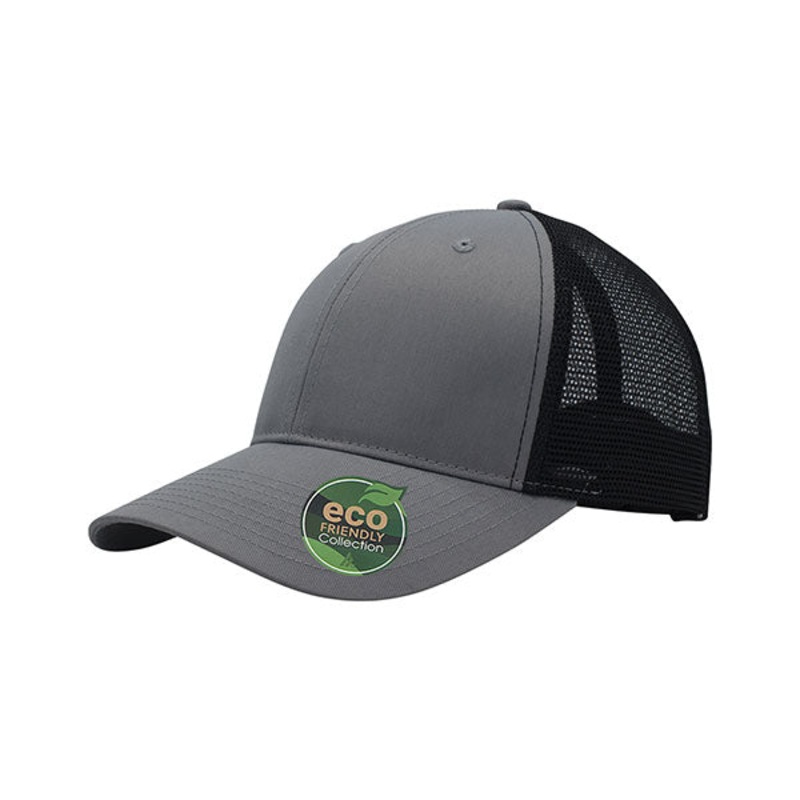Mega Cap 6901MR Recycled Polyester Twill Trucker Cap Black-Black
