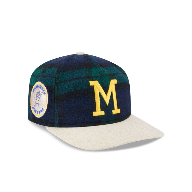 Milwaukee Brewers Plaid Letterman 19TWENTY Adjustable Hat One Size