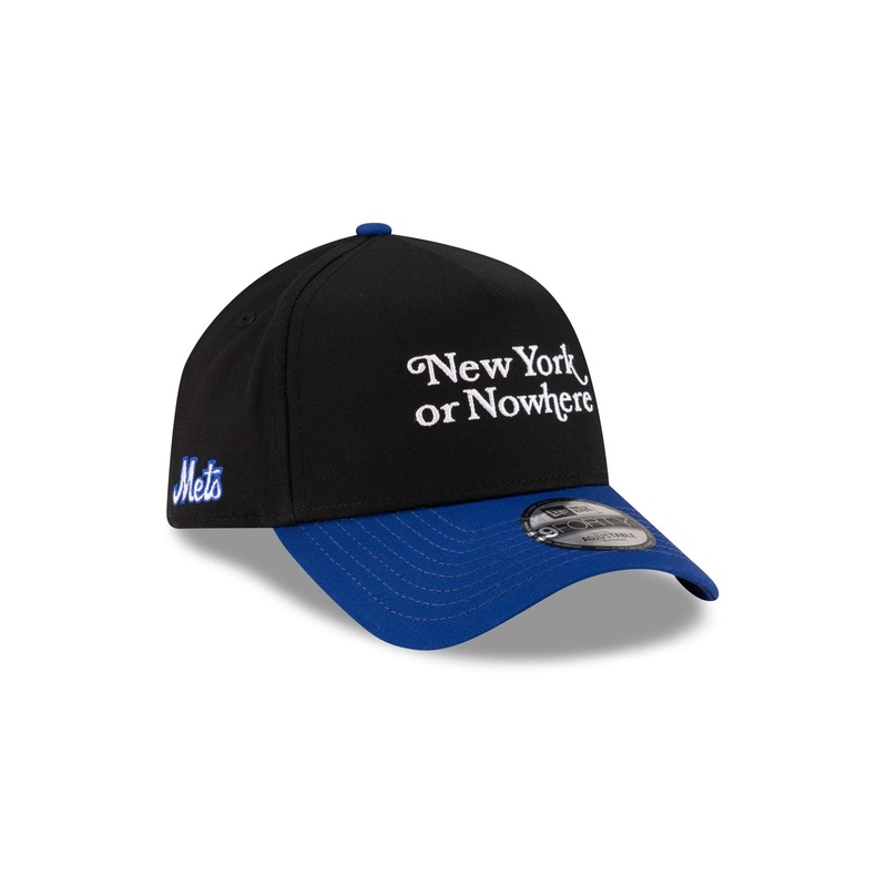 New York or Nowhere x New York Mets Black Wordmark 9FORTY A-Frame Snapback Hat One Size